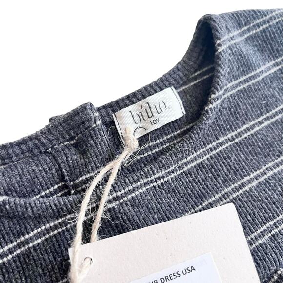 Buho girls gray striped ruffled ribbed long sleeve dress size 10 NWT - Picture 6 of 9